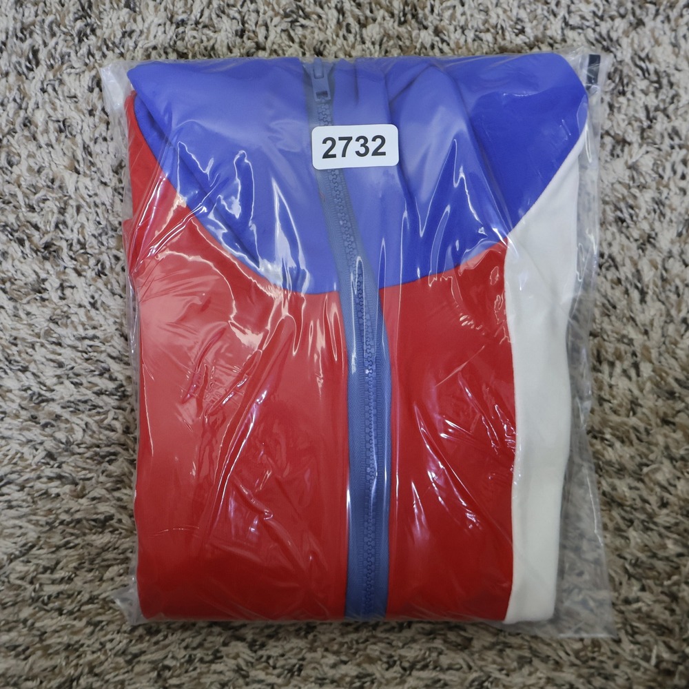 Vintage 70s Ceebee Colorblock Track Jacket Large Retro Bee Patch Red White Blue - Picture 10 of 10